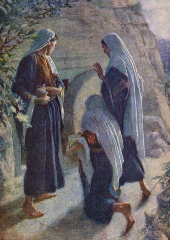 Újszövetség: A nők a sírnál (színes litográfia) alkotó: Harold Copping