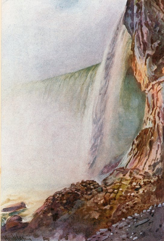 Niagara, A vízesés látványa alulról alkotó: Harold Copping
