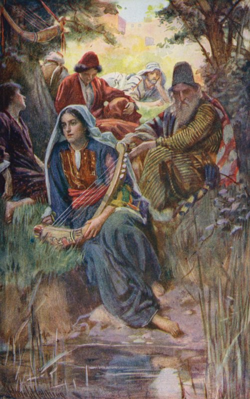 Ószövetség: Babilon folyóinál (színes litográfia) alkotó: Harold Copping