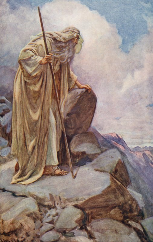 Ószövetség: Mózes a Pisgah-hegyen (színes litográfia) alkotó: Harold Copping