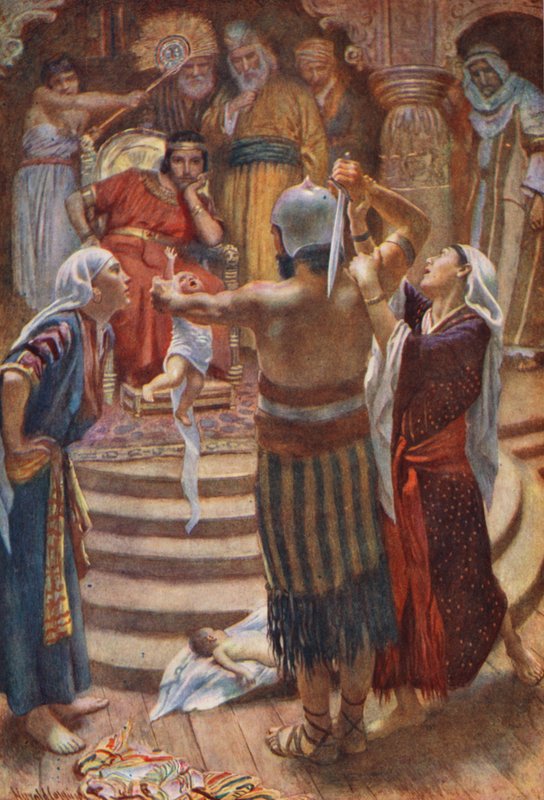 Ószövetség: Salamon, a bölcs király (színes litográfia) alkotó: Harold Copping
