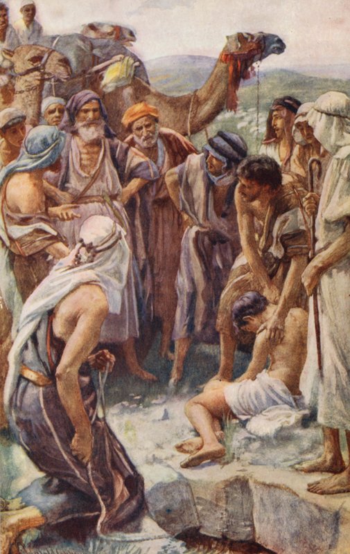 Ószövetség: József eladása (színes litográfia) alkotó: Harold Copping