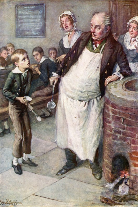 Oliver többet kér (színes litó) alkotó: Harold Copping