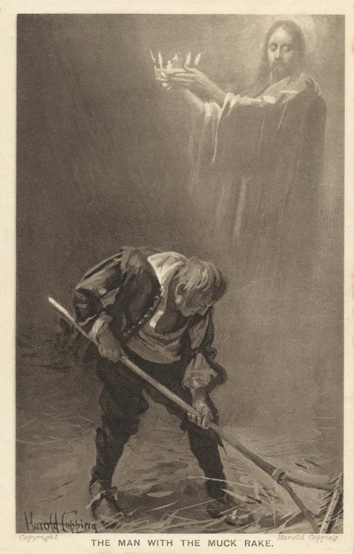Az ember a ganajtúró gereblyével (litográfia) alkotó: Harold Copping