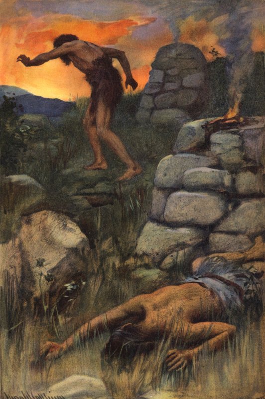 Ábel meggyilkolása (színes litográfia) alkotó: Harold Copping
