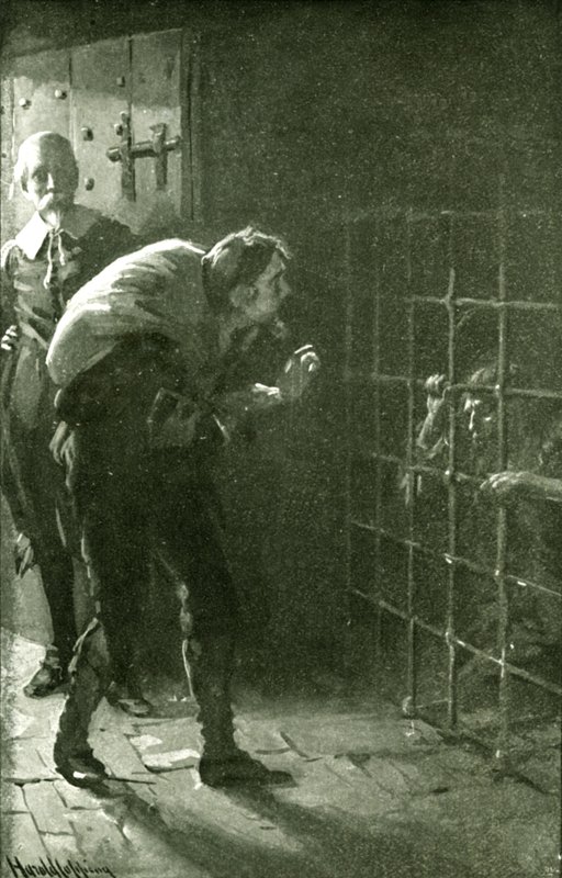 Az ember a vasketrecben (litho) alkotó: Harold Copping