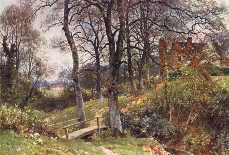Út a faluba, Ockley (színes litográfia) alkotó: Harold Sutton Palmer