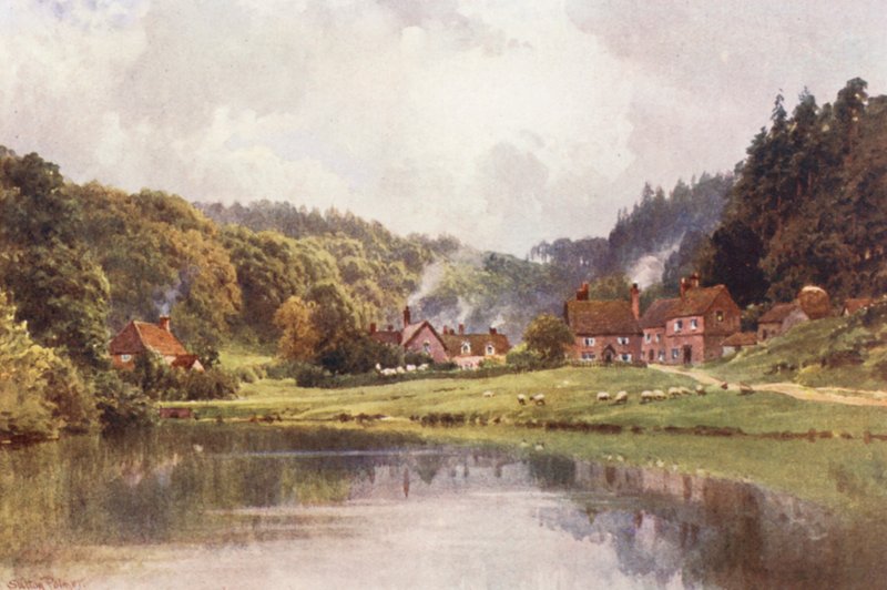 Friday Street, a Leith Hill felé vezető úton (színes lithó) alkotó: Harold Sutton Palmer