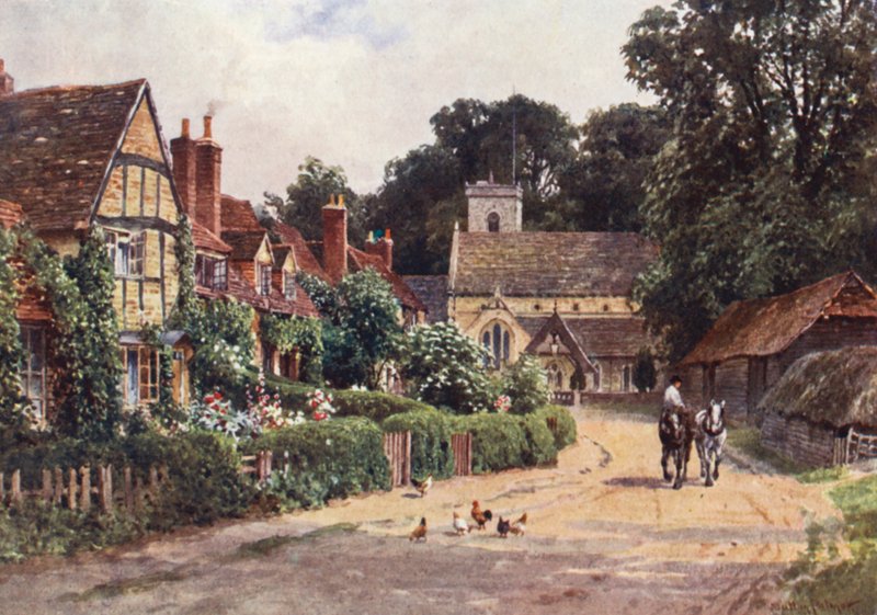 Betchworth falu, Dorking közelében (színes litográfia) alkotó: Harold Sutton Palmer
