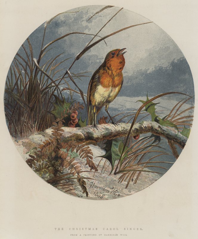 The Christmas Carol Singer (kromolito) alkotó: Harrison William Weir