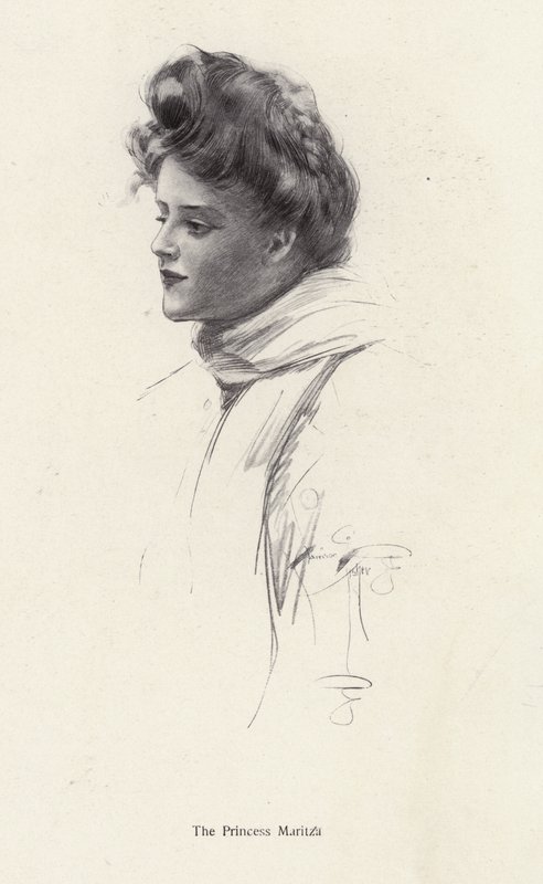 Egy karakter, Frina Mavrodin grófnő a Moritza hercegnő című regényéből, Percy Brebnertől (litho) alkotó: Harrison Fisher