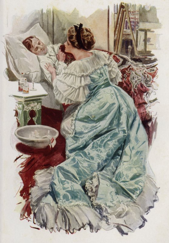 Illusztráció Mary Roberts Rinehart When a Man Marries című könyvéhez (színes litográfia) alkotó: Harrison Fisher