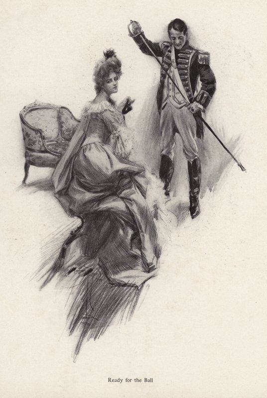 Bálra készülő férfi és nő (litho) alkotó: Harrison Fisher