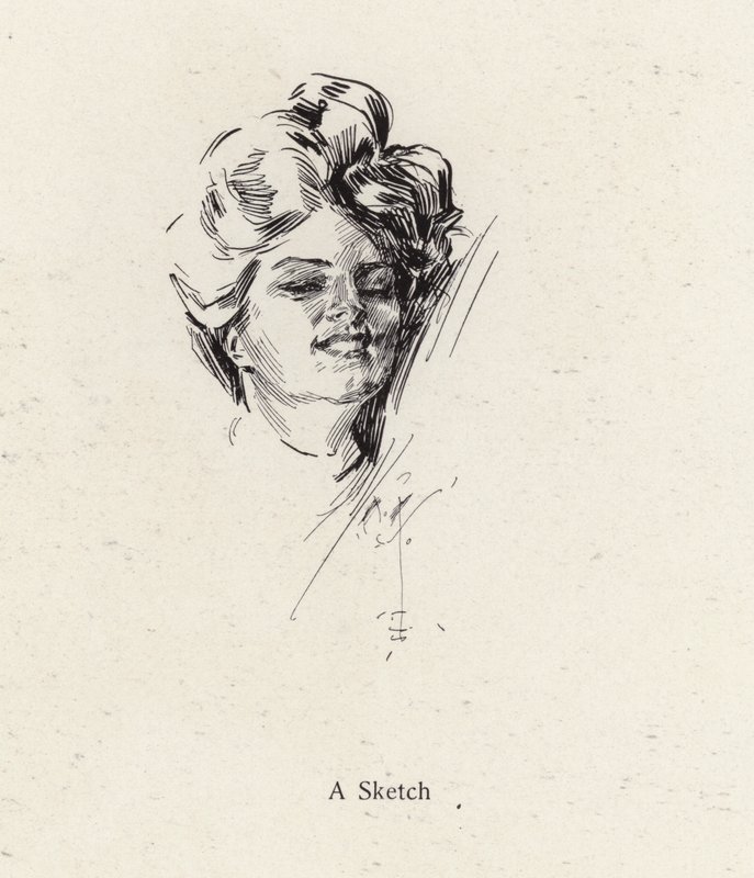 Egy nő portréja tollvázlattal (litho) alkotó: Harrison Fisher