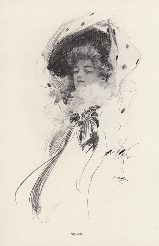 Egy Augusta nevű nő portréja (litho) alkotó: Harrison Fisher