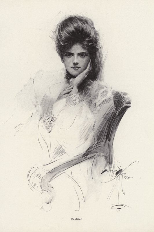 Egy Beatrice nevű nő portréja (litho) alkotó: Harrison Fisher