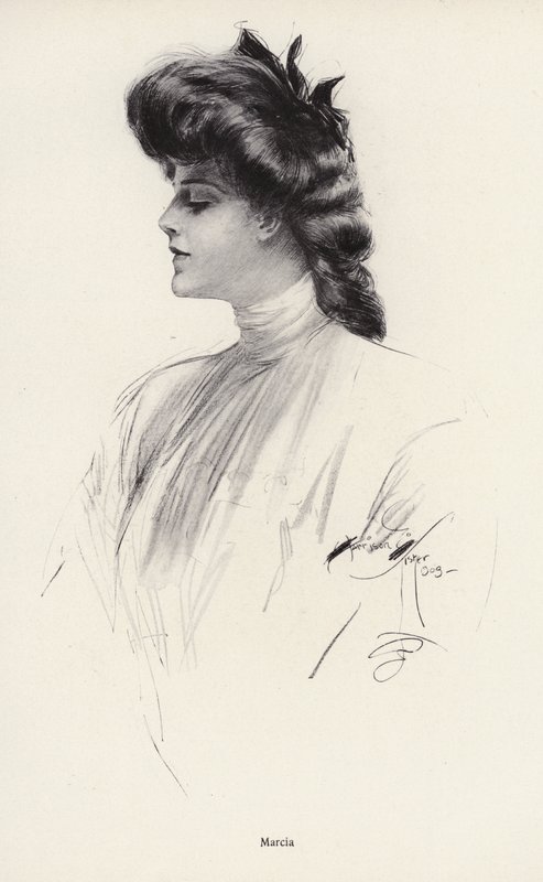 Egy Marcia nevű nő portréja (litho) alkotó: Harrison Fisher