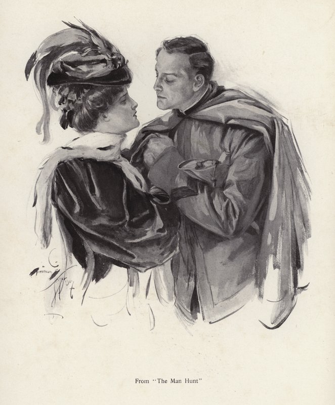 Jelenet a The Man Hunt című filmből (litho) alkotó: Harrison Fisher