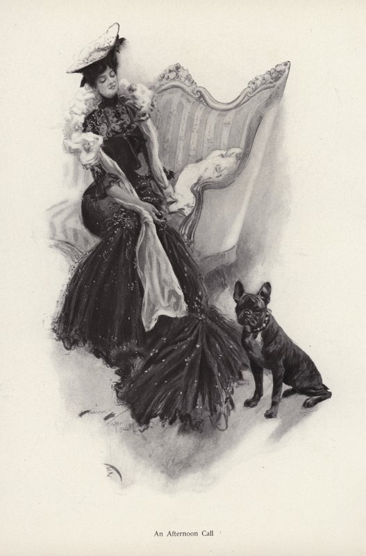 Délutáni társasági hívást kezdeményező nő (litho) alkotó: Harrison Fisher