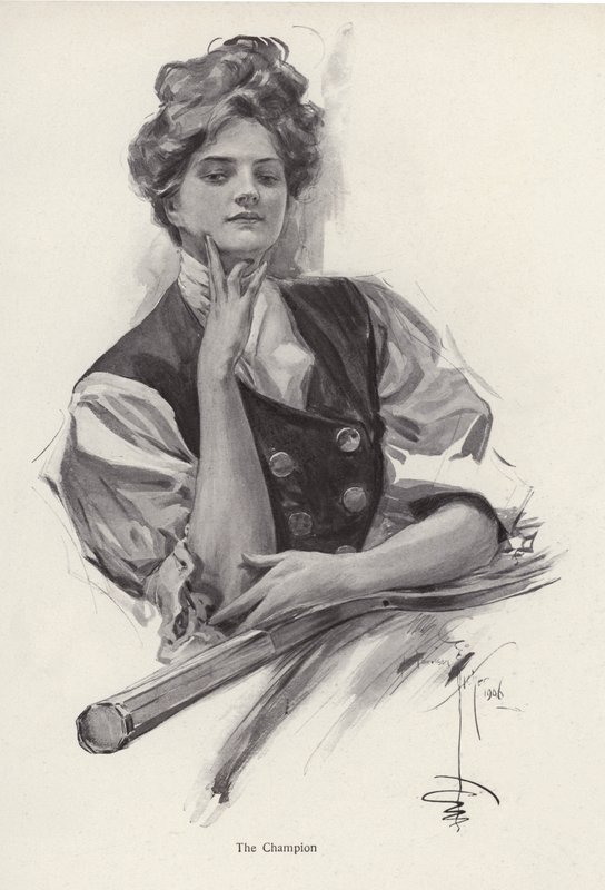 Fiatal nő, teniszbajnok (litográfia) alkotó: Harrison Fisher