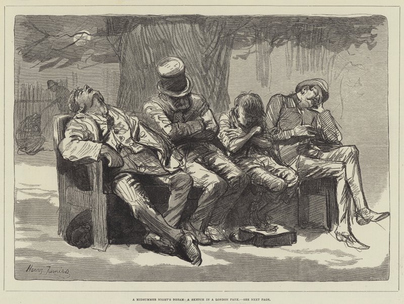 Szentivánéji álom, vázlat egy London Parkban alkotó: Harry Furniss