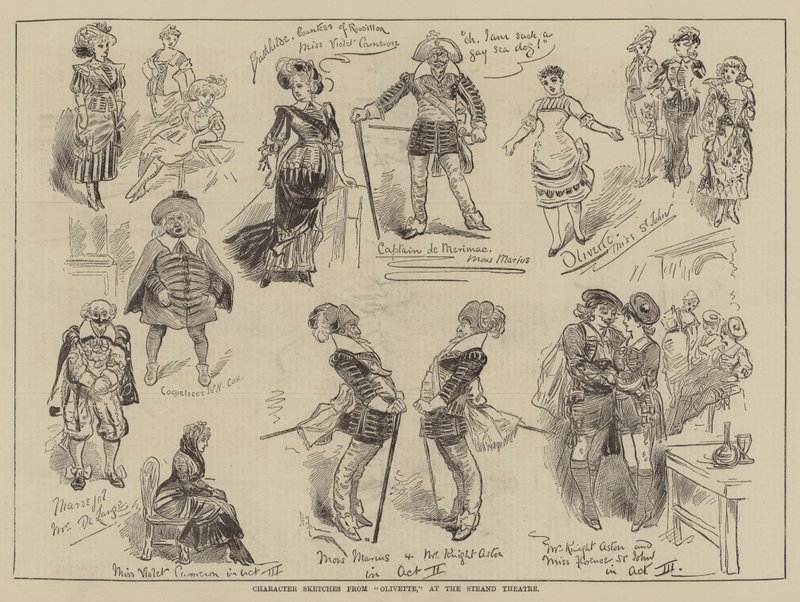 Karaktervázlatok az Olivette-ből, a Strand Színházban alkotó: Harry Furniss