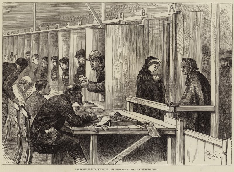 The Distress Manchesterben, segélykérelem a Windmill-Streetben alkotó: Harry Furniss