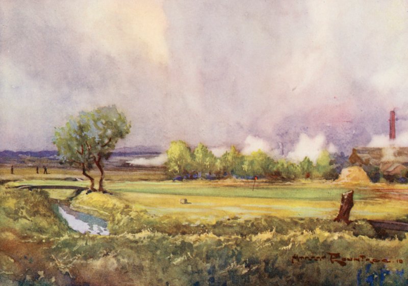 Golfpályák: Carnoustie, "Dél-Amerika" (színes litográfia) alkotó: Harry (1878 1950) Rountree