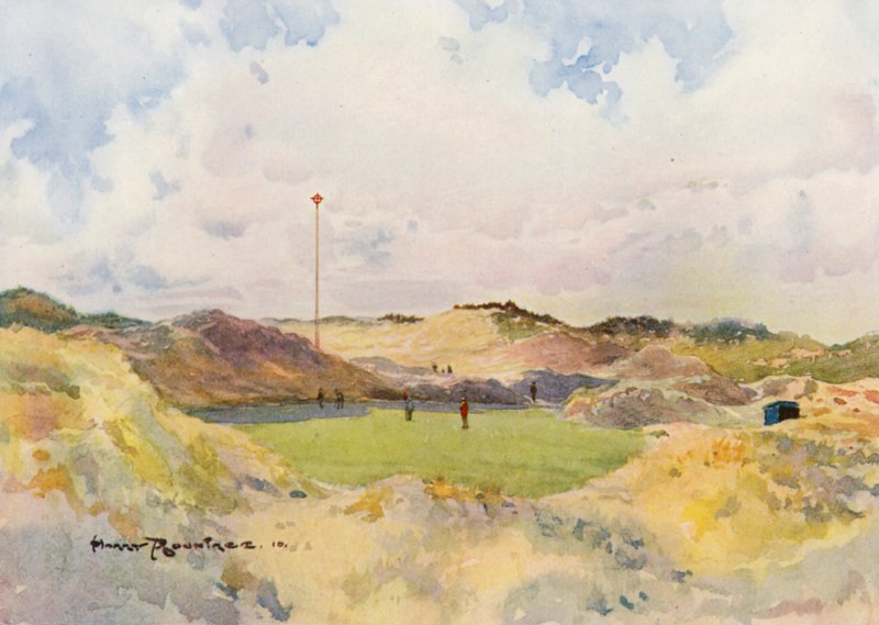 Golfpályák: Green (színes lithó): Formby, a régi hetedik green (színes lithó) alkotó: Harry (1878 1950) Rountree