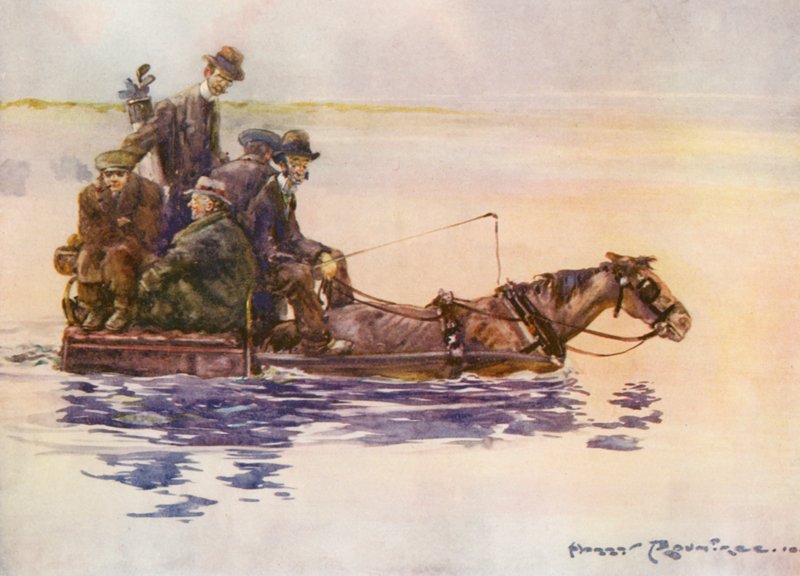 Golfpályák: Portmarnock, hazatérés (színes litográfia) alkotó: Harry (1878 1950) Rountree