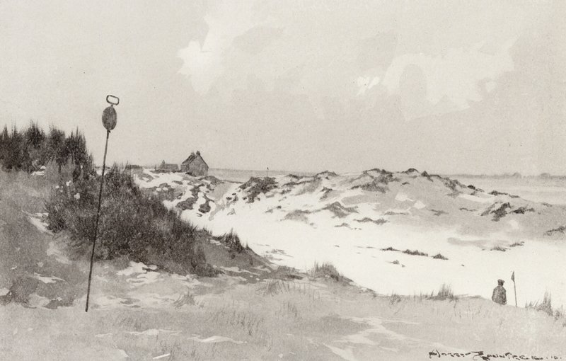 Golfpályák: Hunstanton, hó alatt (litho) alkotó: Harry (1878 1950) Rountree