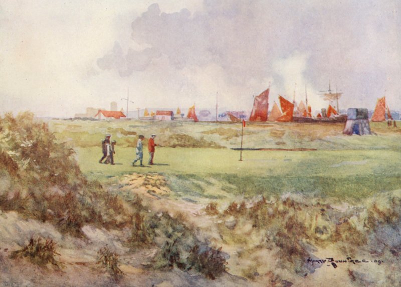 Golfpályák: green (színes litográfia) alkotó: Harry (1878 1950) Rountree