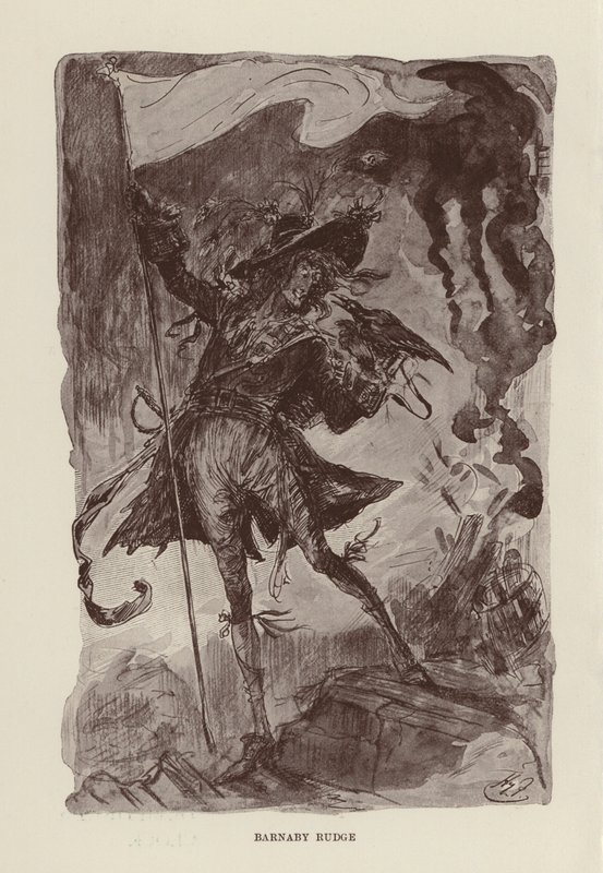 Illusztráció Charles Dickens Barnaby Rudge című könyvéhez (litográfia) alkotó: Harry (after) Furniss