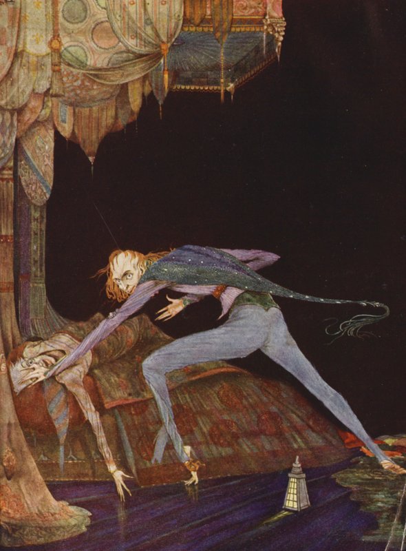 Edgar Allan Poe: Egyszer, csak egyszer sikoltott (színes litográfia) alkotó: Harry Clarke