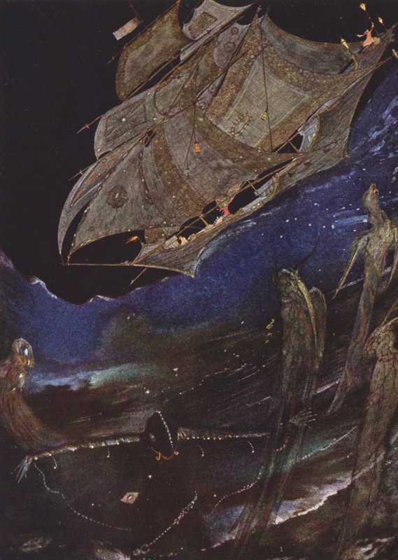 Edgar Allan Poe: MS Found in a Bottle (színes litográfia) alkotó: Harry Clarke