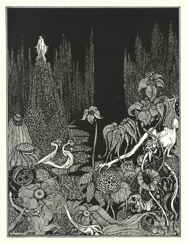 Edgar Allan Poe: Csend (litográfia) alkotó: Harry Clarke