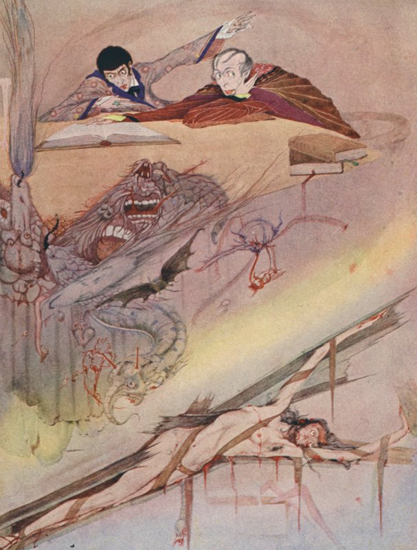 Edgar Allan Poe: Az Usher-ház bukása (színes litográfia) alkotó: Harry Clarke