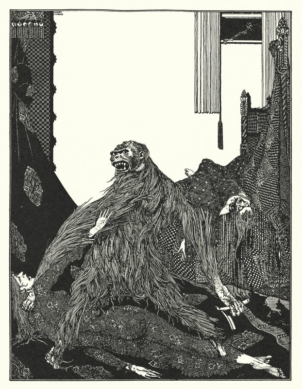 Edgar Allan Poe: Gyilkosságok a Rue Morgue-ban (litográfia) alkotó: Harry Clarke