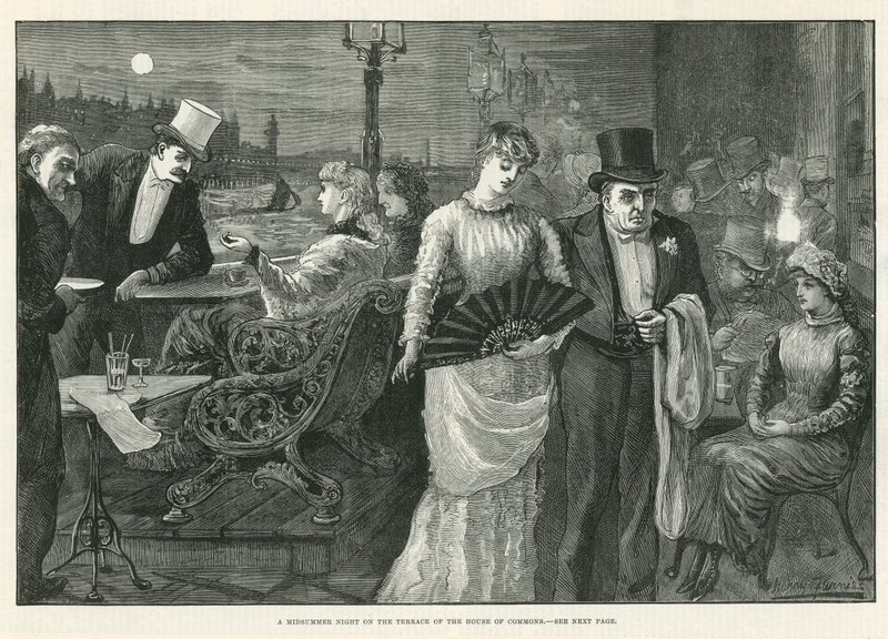 Szentivánéjszaka az alsóház teraszán alkotó: Harry Furniss