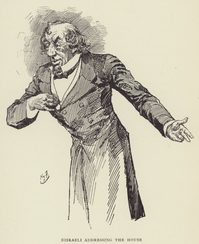 Disraeli beszédet mond a Házban alkotó: Harry Furniss