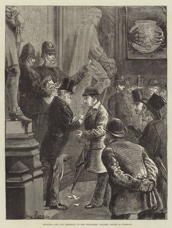 Sorshúzás az idegenek galériájába, alsóház alkotó: Harry Furniss