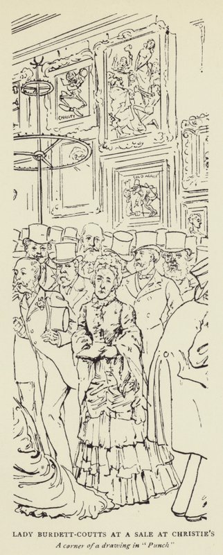 Lady Burdett-Coutts egy kiárusításon a Christiesnél alkotó: Harry Furniss