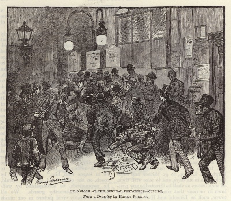 Hat órakor a főpostahivatalban alkotó: Harry Furniss