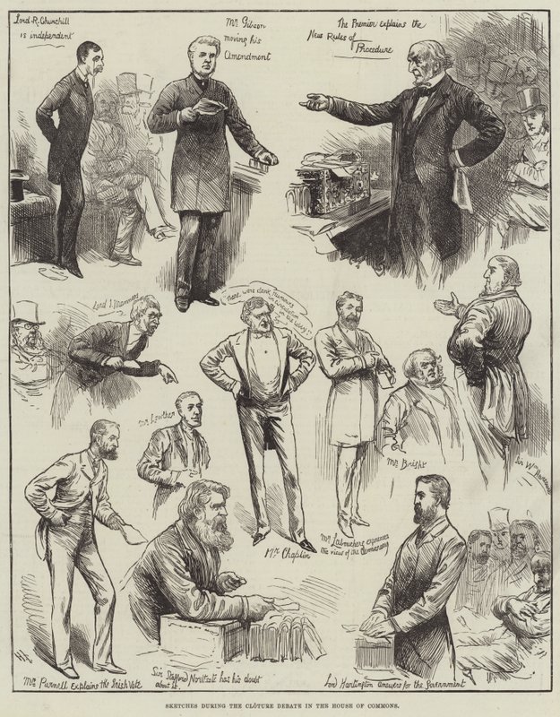Vázlatok a Cloture-vita során az alsóházban alkotó: Harry Furniss