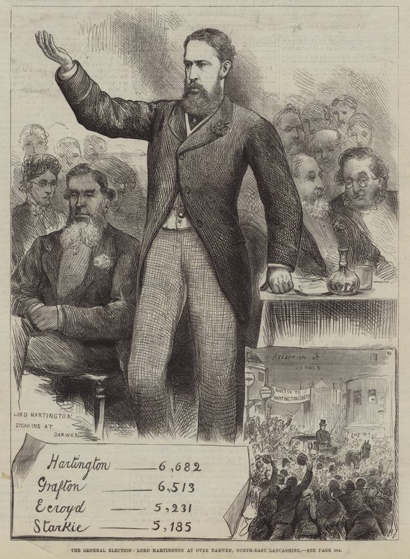 Az általános választás, Lord Hartington, Over Darwen, Észak-Kelet Lancashire alkotó: Harry Furniss
