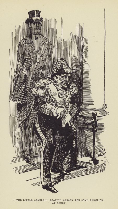 A kis admirális elhagyja Albany-t, hogy az udvarnál tartson alkotó: Harry Furniss
