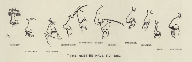 A Noes-es (azaz a politikusok orra) megvan - 1883 (litho) alkotó: Harry Furniss