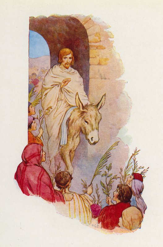 "Áldott, aki az Úr nevében jön" (színes litográfia) alkotó: Harry George Theaker