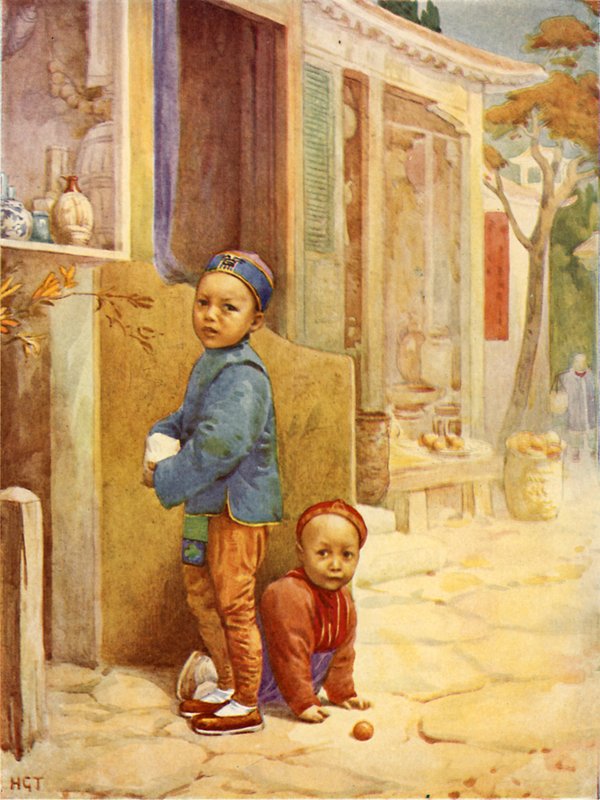 Kínai fiúk (színes litográfia) alkotó: Harry George Theaker