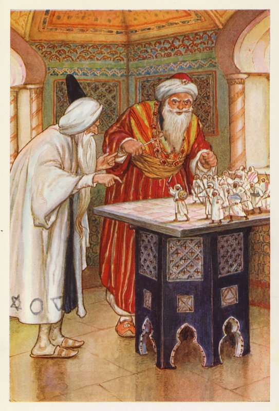 Aben Habuz király és az arab asztrológus (színes litográfia) alkotó: Harry George Theaker